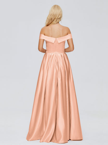 Annabelle Off the Shoulder Satin Bridesmaid Dresses