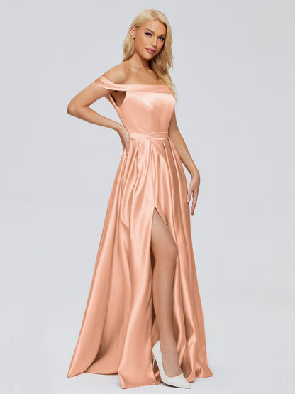 Annabelle Off the Shoulder Satin Bridesmaid Dresses