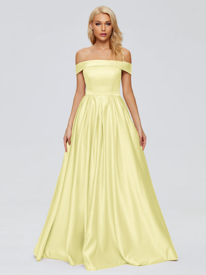 Annabelle Off the Shoulder Satin Bridesmaid Dresses