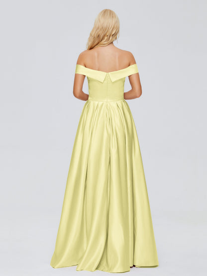 Annabelle Off the Shoulder Satin Bridesmaid Dresses