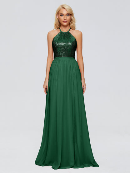 Jasmine Halter Sequins Bridesmaid Dress