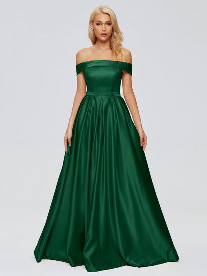 Annabelle Off the Shoulder Satin Bridesmaid Dresses