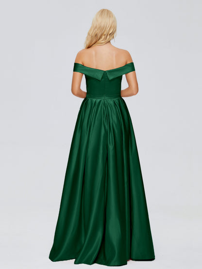 Annabelle Off the Shoulder Satin Bridesmaid Dresses