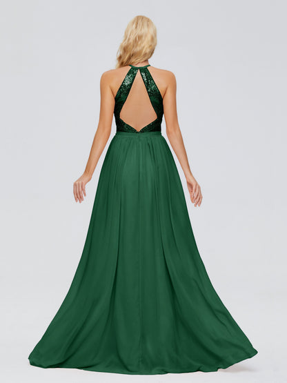 Jasmine Halter Sequins Bridesmaid Dress