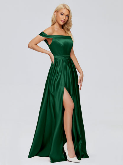 Annabelle Off the Shoulder Satin Bridesmaid Dresses