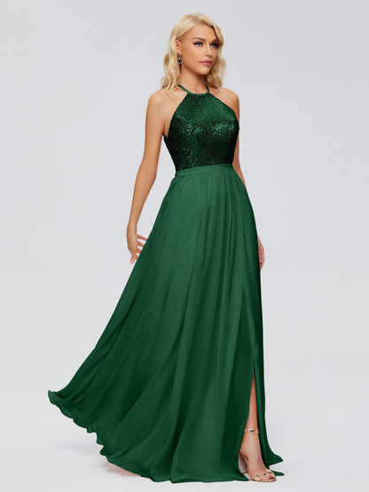 Jasmine Halter Sequins Bridesmaid Dress