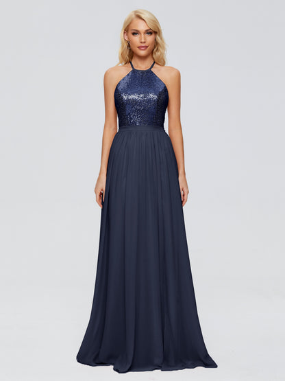 Jasmine Halter Sequins Bridesmaid Dress
