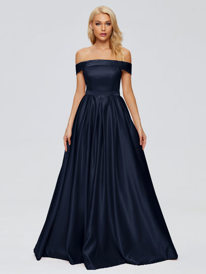 Annabelle Off the Shoulder Satin Bridesmaid Dresses