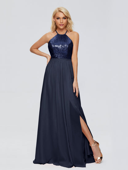 Jasmine Halter Sequins Bridesmaid Dress