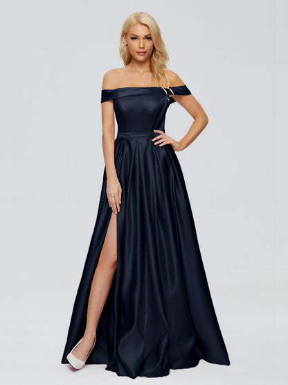 Annabelle Off the Shoulder Satin Bridesmaid Dresses