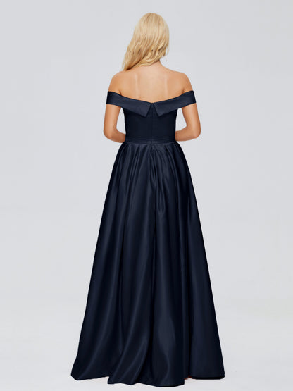 Annabelle Off the Shoulder Satin Bridesmaid Dresses