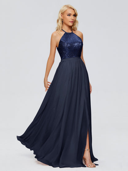Jasmine Halter Sequins Bridesmaid Dress