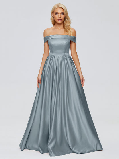 Annabelle Off the Shoulder Satin Bridesmaid Dresses