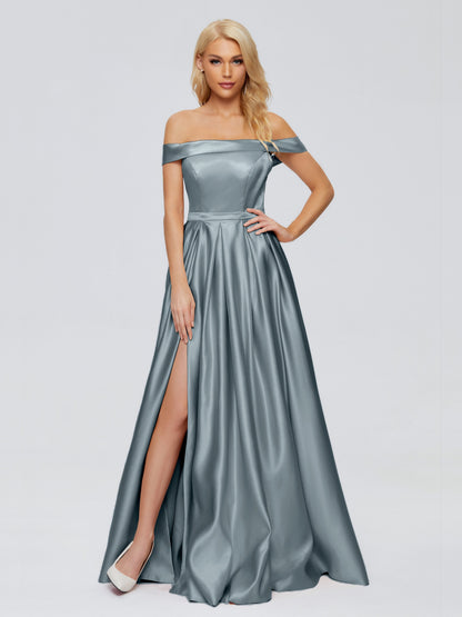 Annabelle Off the Shoulder Satin Bridesmaid Dresses