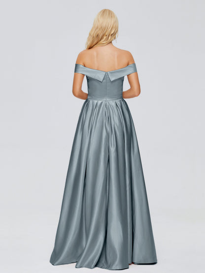 Annabelle Off the Shoulder Satin Bridesmaid Dresses