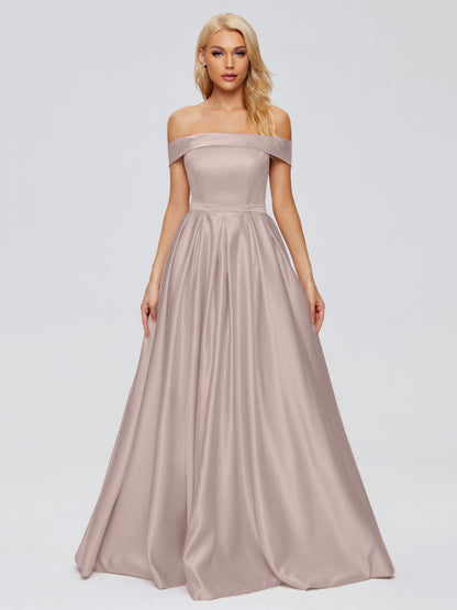 Annabelle Off the Shoulder Satin Bridesmaid Dresses