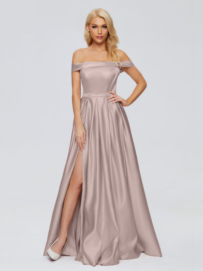 Annabelle Off the Shoulder Satin Bridesmaid Dresses