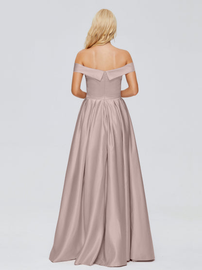 Annabelle Off the Shoulder Satin Bridesmaid Dresses