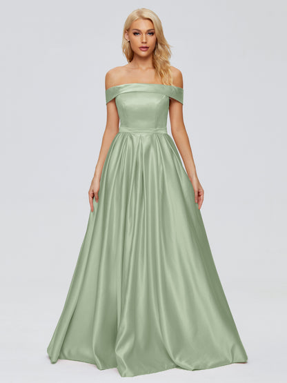 Annabelle Off the Shoulder Satin Bridesmaid Dresses