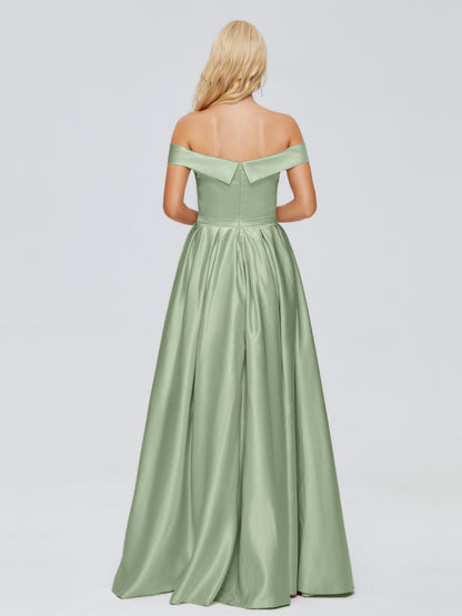 Annabelle Off the Shoulder Satin Bridesmaid Dresses