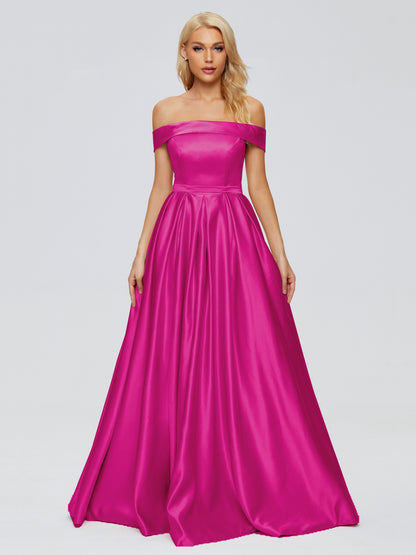 Annabelle Off the Shoulder Satin Bridesmaid Dresses