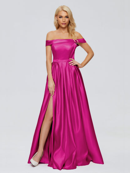 Annabelle Off the Shoulder Satin Bridesmaid Dresses