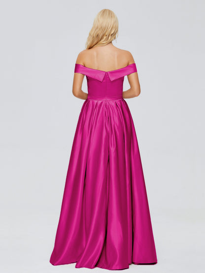 Annabelle Off the Shoulder Satin Bridesmaid Dresses