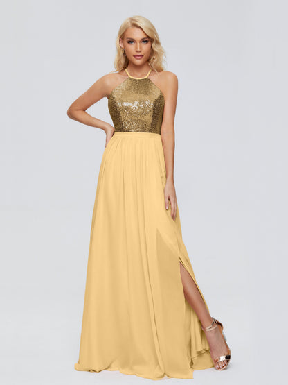 Jasmine Halter Sequins Bridesmaid Dress