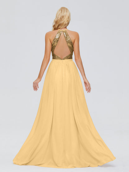 Jasmine Halter Sequins Bridesmaid Dress