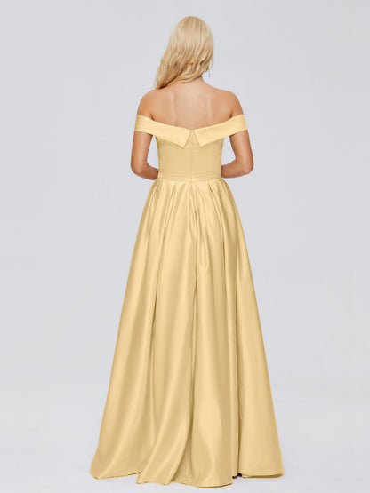 Annabelle Off the Shoulder Satin Bridesmaid Dresses