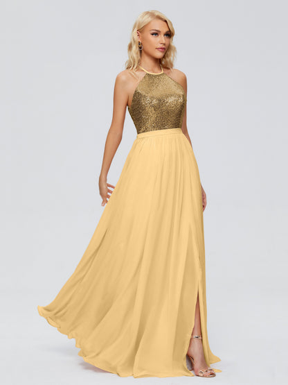 Jasmine Halter Sequins Bridesmaid Dress