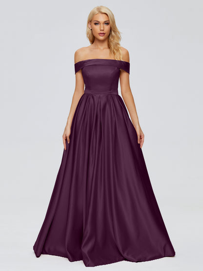 Annabelle Off the Shoulder Satin Bridesmaid Dresses