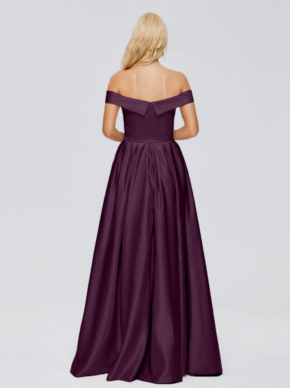 Annabelle Off the Shoulder Satin Bridesmaid Dresses