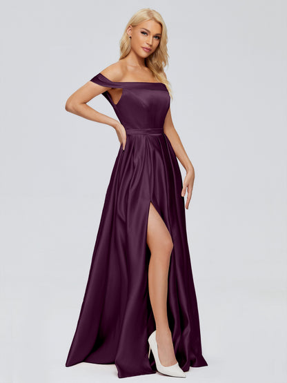 Annabelle Off the Shoulder Satin Bridesmaid Dresses
