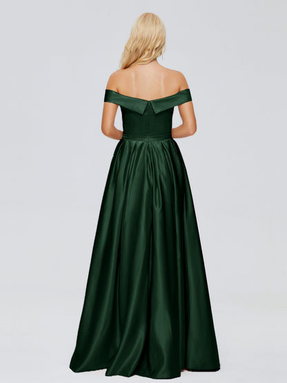 Annabelle Off the Shoulder Satin Bridesmaid Dresses