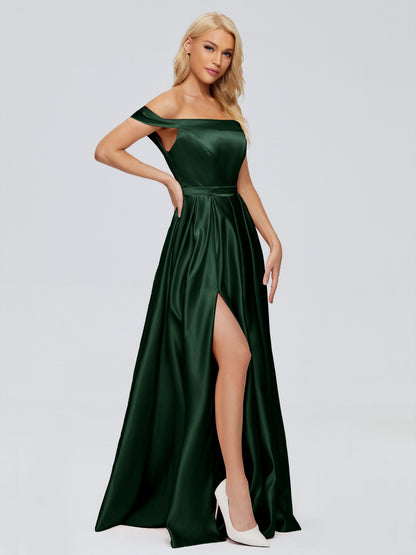 Annabelle Off the Shoulder Satin Bridesmaid Dresses