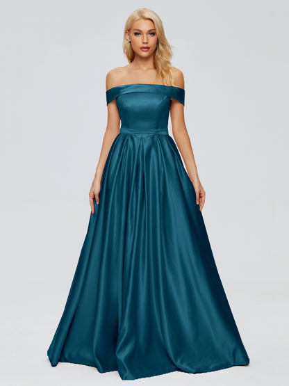 Annabelle Off the Shoulder Satin Bridesmaid Dresses