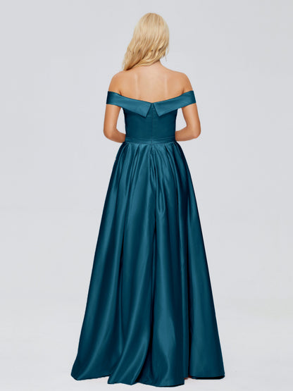 Annabelle Off the Shoulder Satin Bridesmaid Dresses