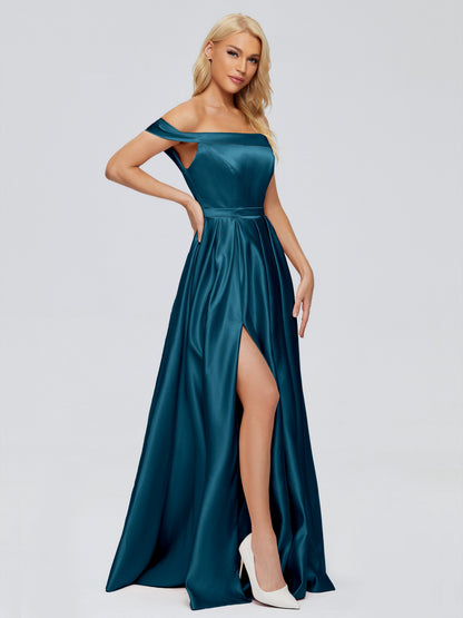 Annabelle Off the Shoulder Satin Bridesmaid Dresses