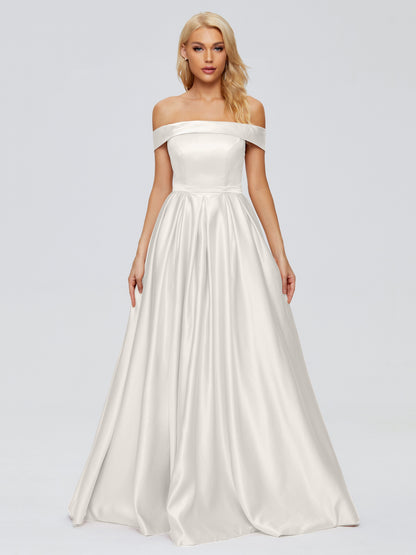 Annabelle Off the Shoulder Satin Bridesmaid Dresses