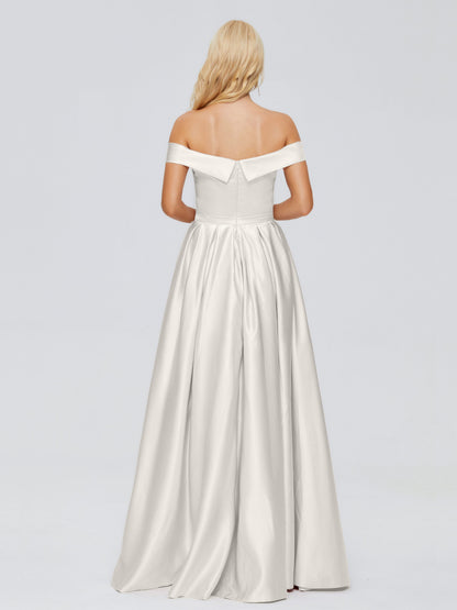 Annabelle Off the Shoulder Satin Bridesmaid Dresses