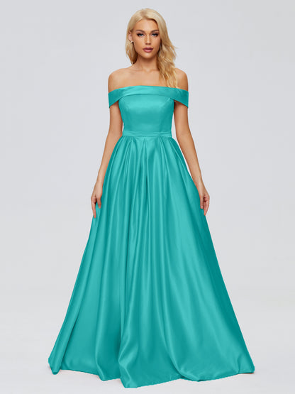 Annabelle Off the Shoulder Satin Bridesmaid Dresses