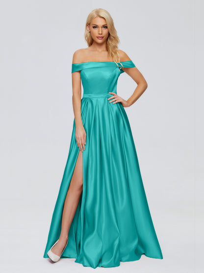 Annabelle Off the Shoulder Satin Bridesmaid Dresses