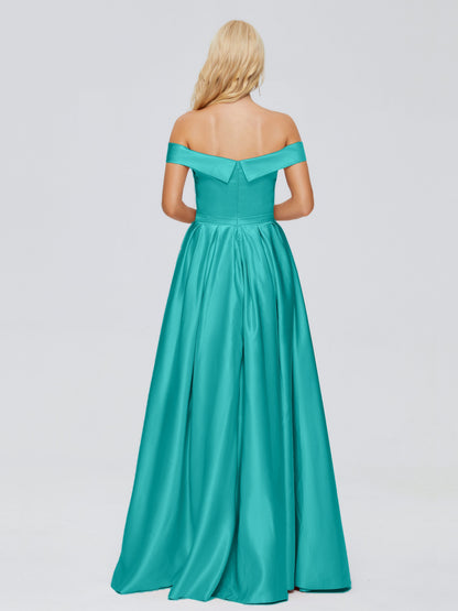 Annabelle Off the Shoulder Satin Bridesmaid Dresses