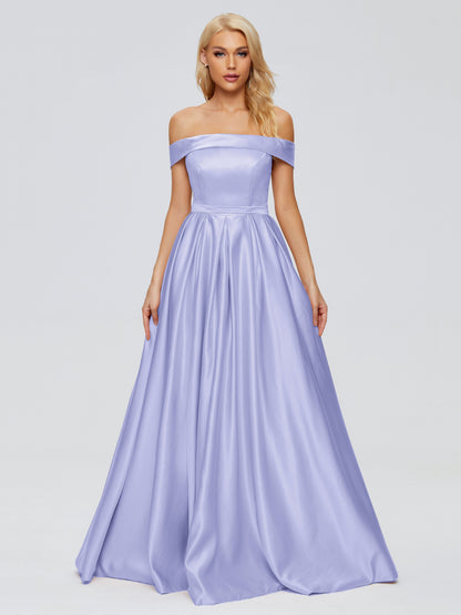 Annabelle Off the Shoulder Satin Bridesmaid Dresses
