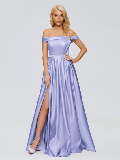 Annabelle Off the Shoulder Satin Bridesmaid Dresses