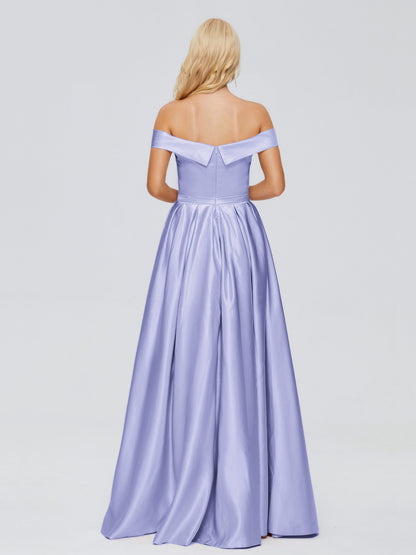 Annabelle Off the Shoulder Satin Bridesmaid Dresses