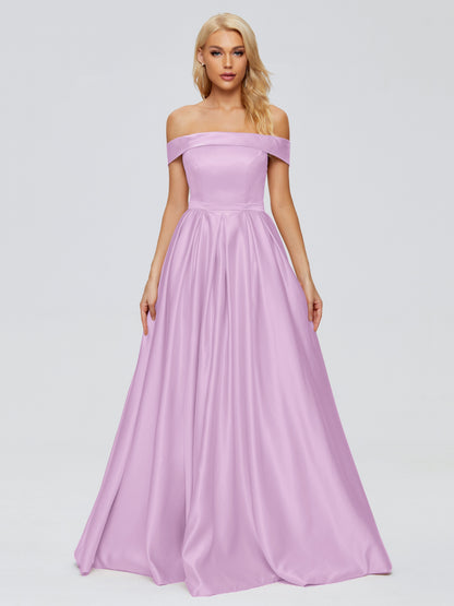 Annabelle Off the Shoulder Satin Bridesmaid Dresses