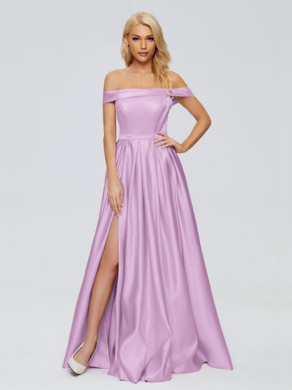 Annabelle Off the Shoulder Satin Bridesmaid Dresses