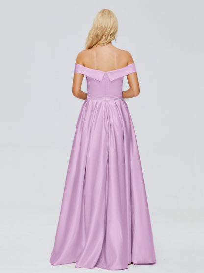 Annabelle Off the Shoulder Satin Bridesmaid Dresses